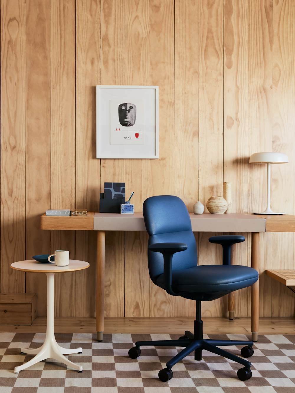 Eames Executive Chair at Leatherwrap Desk with Girard Plus rug