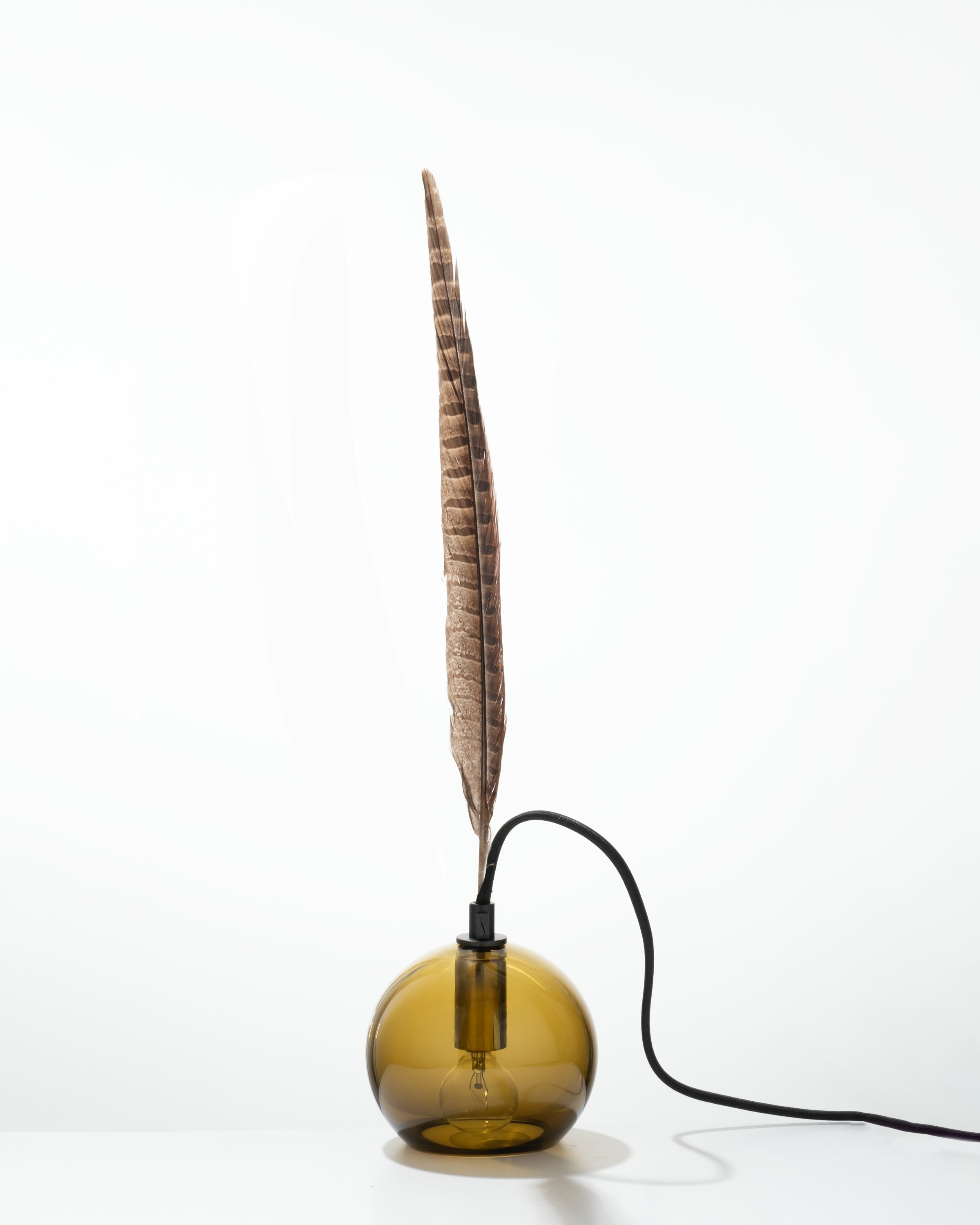 The Smoky Feather Table Lamp - 4.5inch, Brown Feather