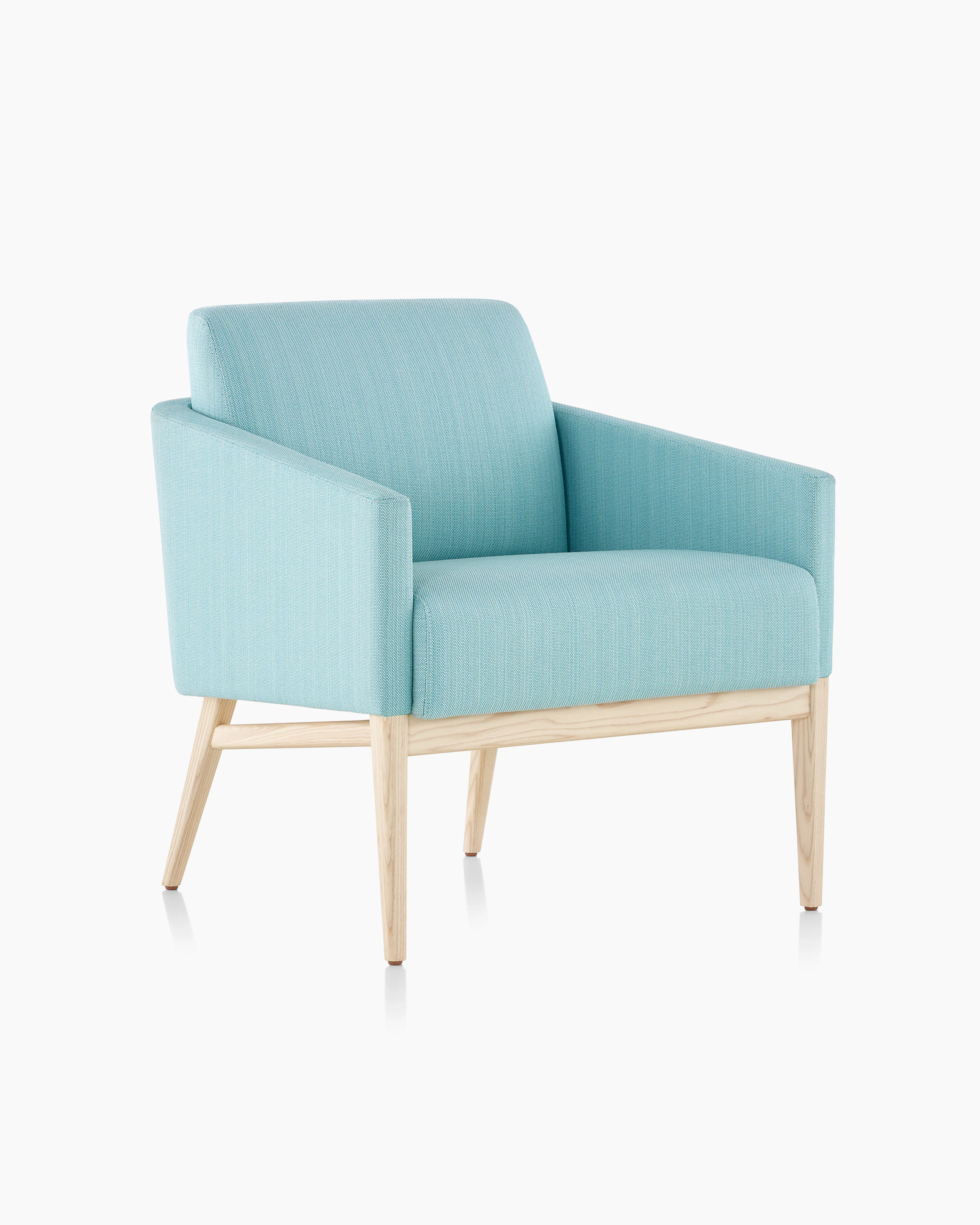 Front three-quarter view of Palisade Lounge Seating 1 seat chair on white sweep.