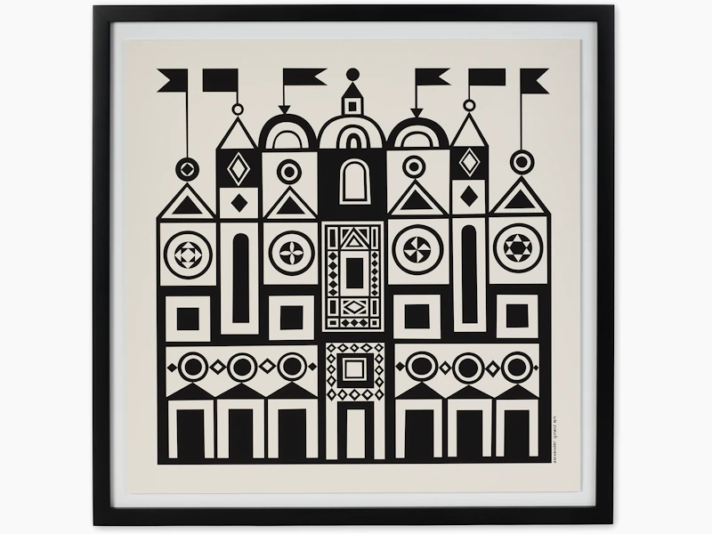 Girard Environmental Enrichment Poster, Palace - black and white poster with castle motif