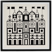 Girard Environmental Enrichment Poster, Palace - black and white poster with castle motif