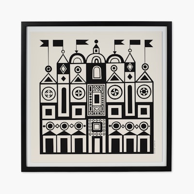Girard Environmental Enrichment Poster, Castles - black and white poster with castle motif
