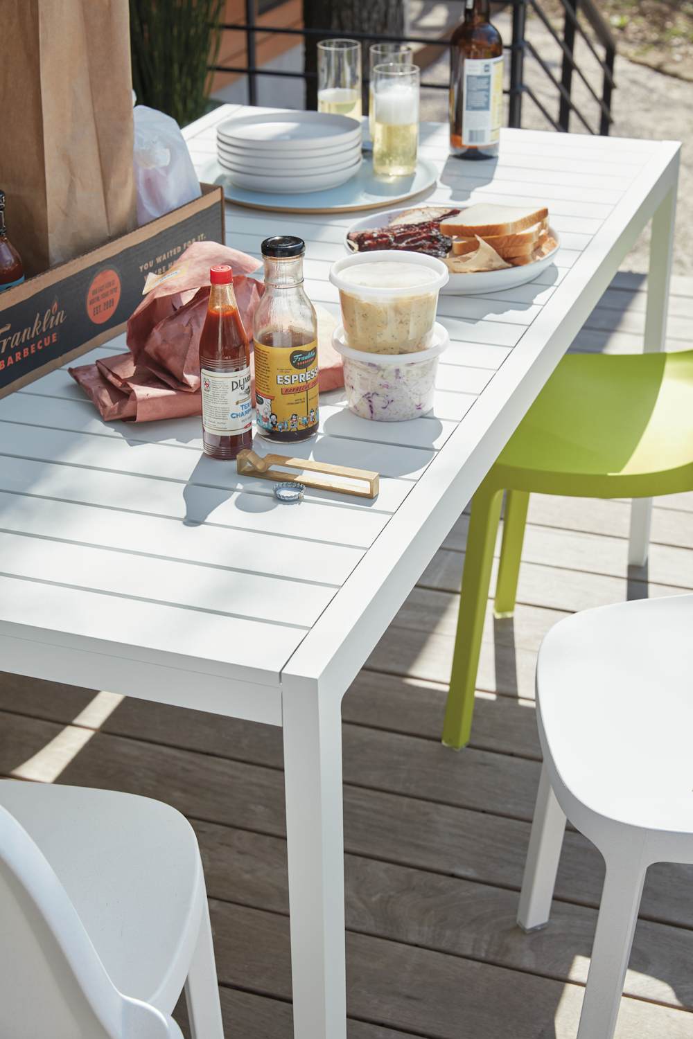Eos Rectangular Table in an outdoor setting