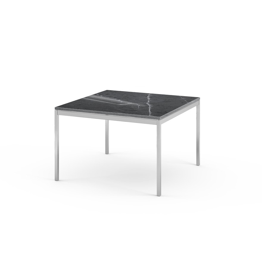 Florence Knoll Square End Table  - 29.5, Polished Grigio Marquina, Polished Chrome