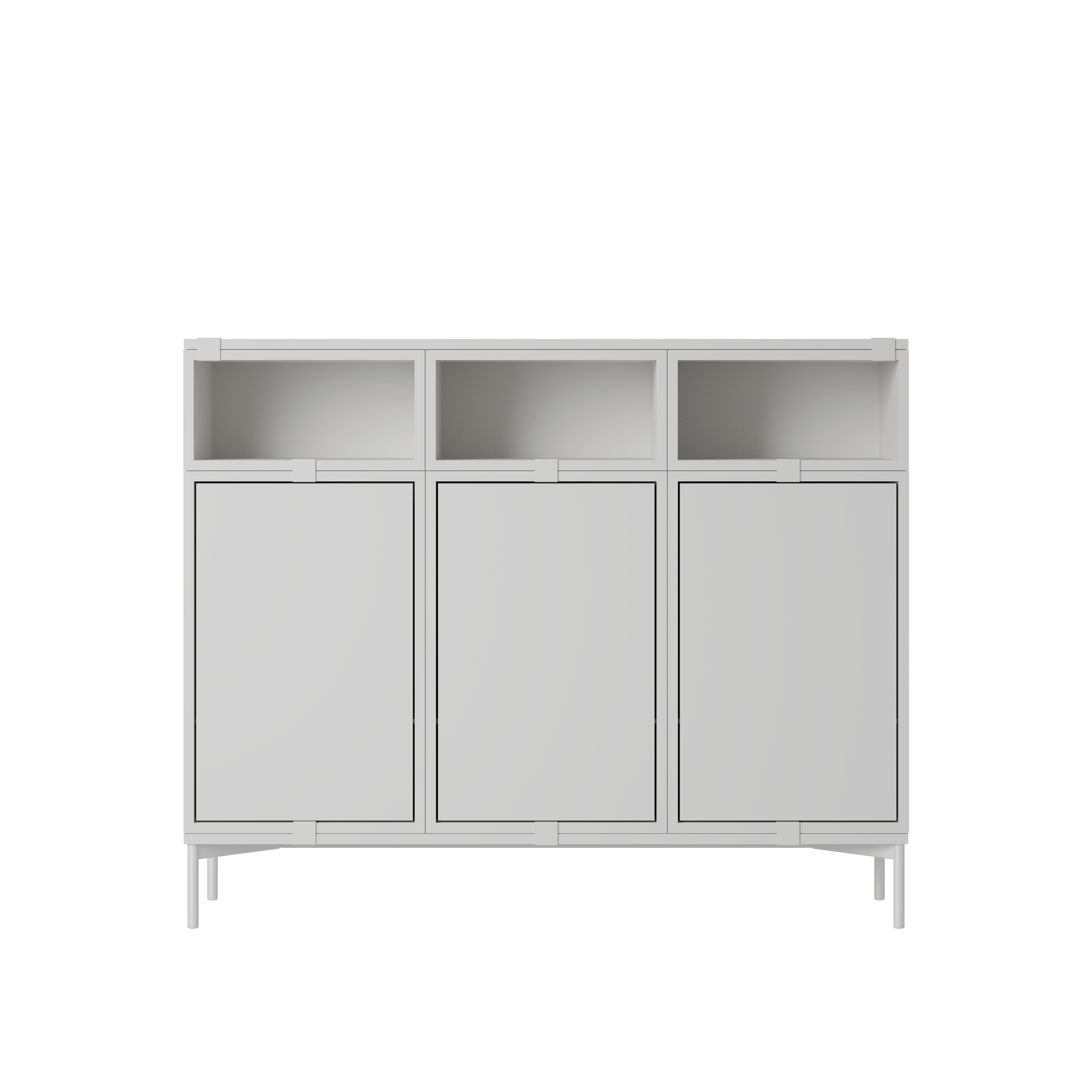 Stacked Storage Sideboard - Configuration 3,  Grey,  Metal Legs