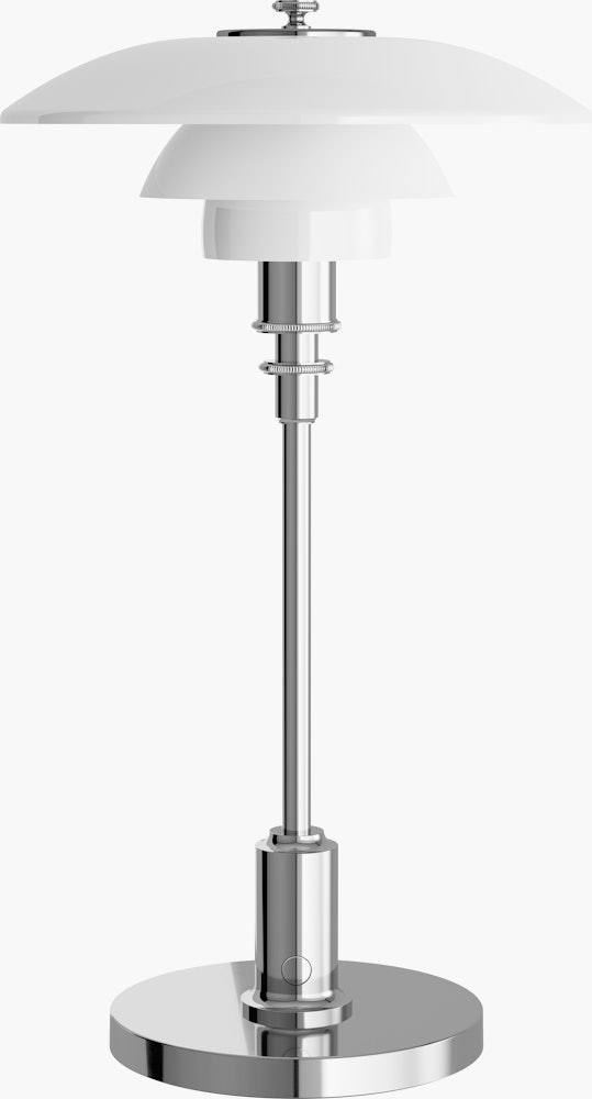 PH 2-1 Portable Light - 7.9 x 14.2 x 5.1, Glass / Chrome Plated, White Opal