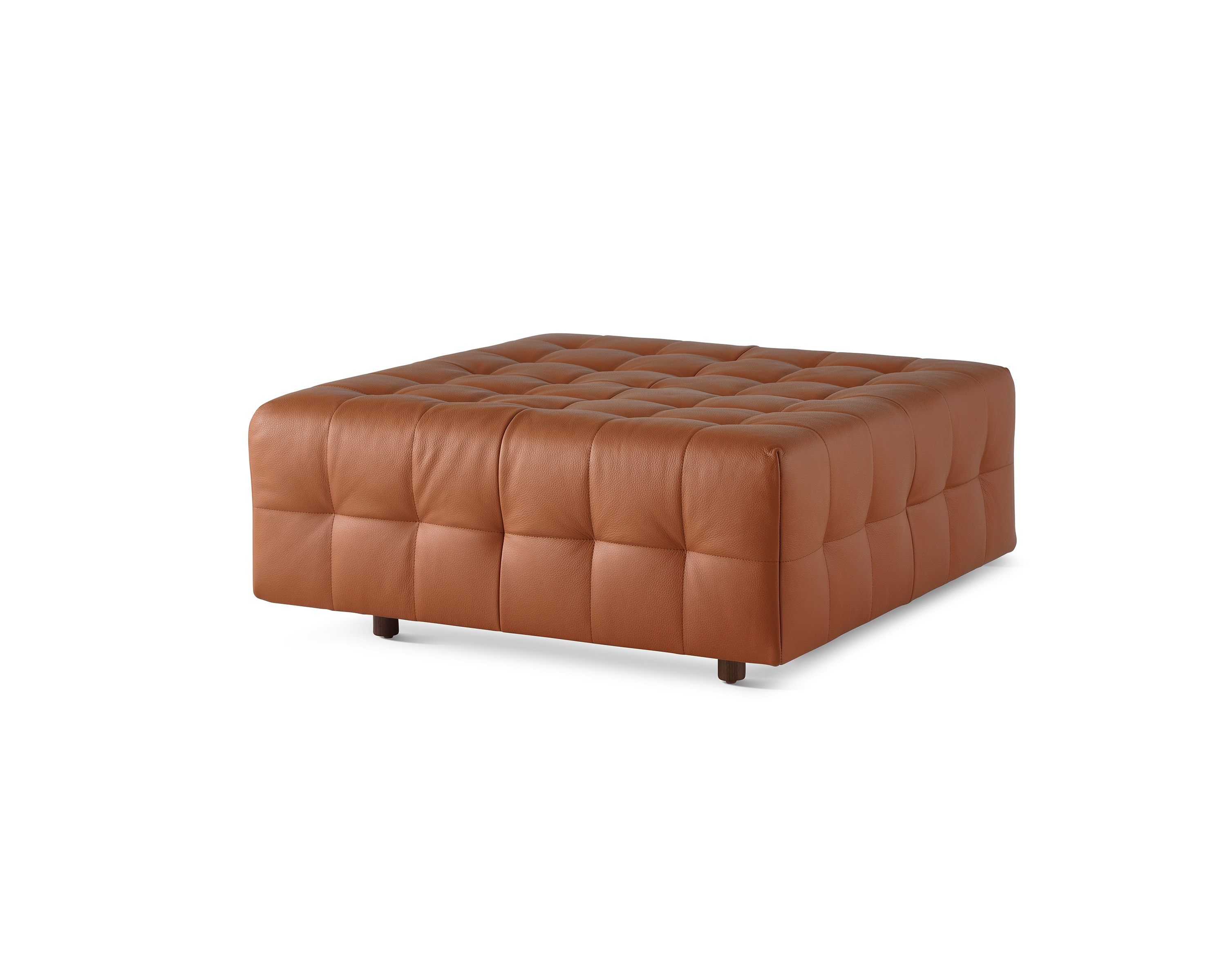 A Rapport ottoman upholstered in leather.