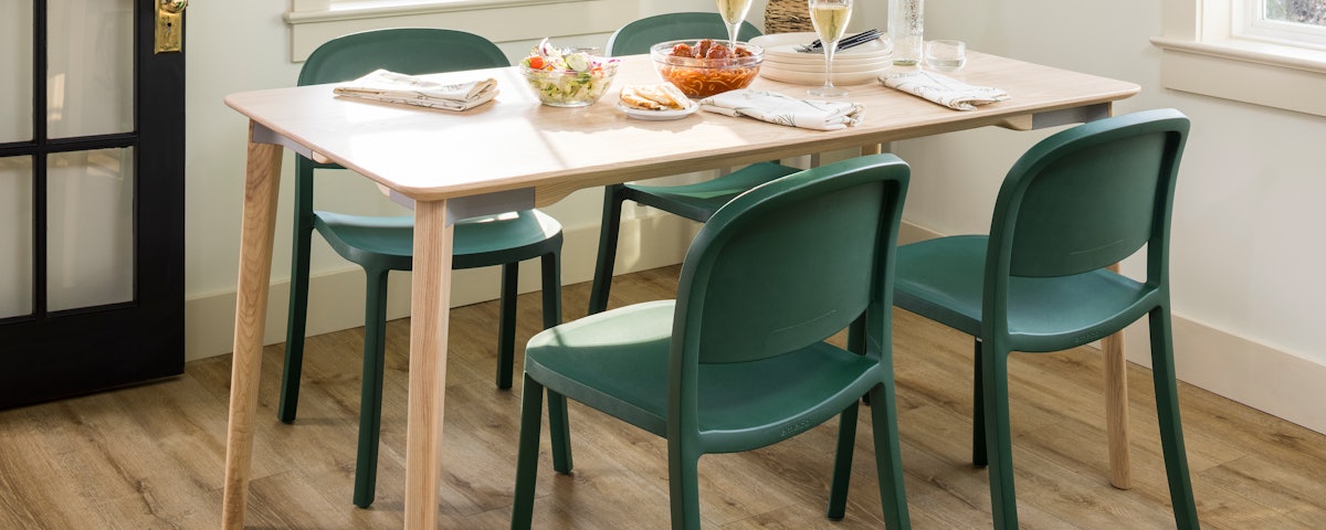 Four 1" Reclaimed Chairs surrounding a dining table