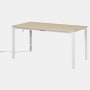 Four leg height-adjustable table shown with a light woodgrain surface and white legs.
