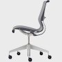 Side view of a Setu chair without arms in grey.