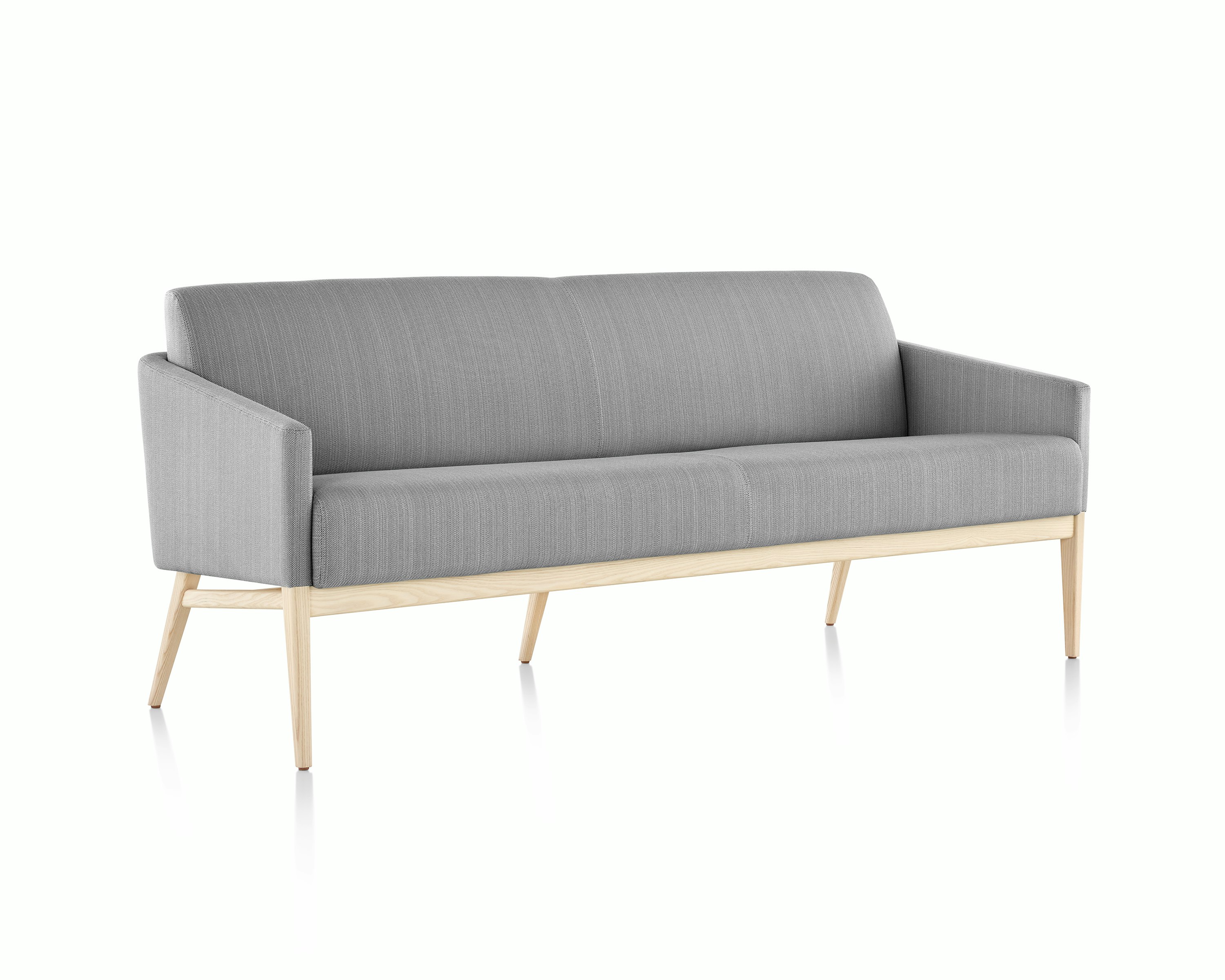 Front three-quarter view of Palisade Lounge Seating 3 seat sofa on white sweep.