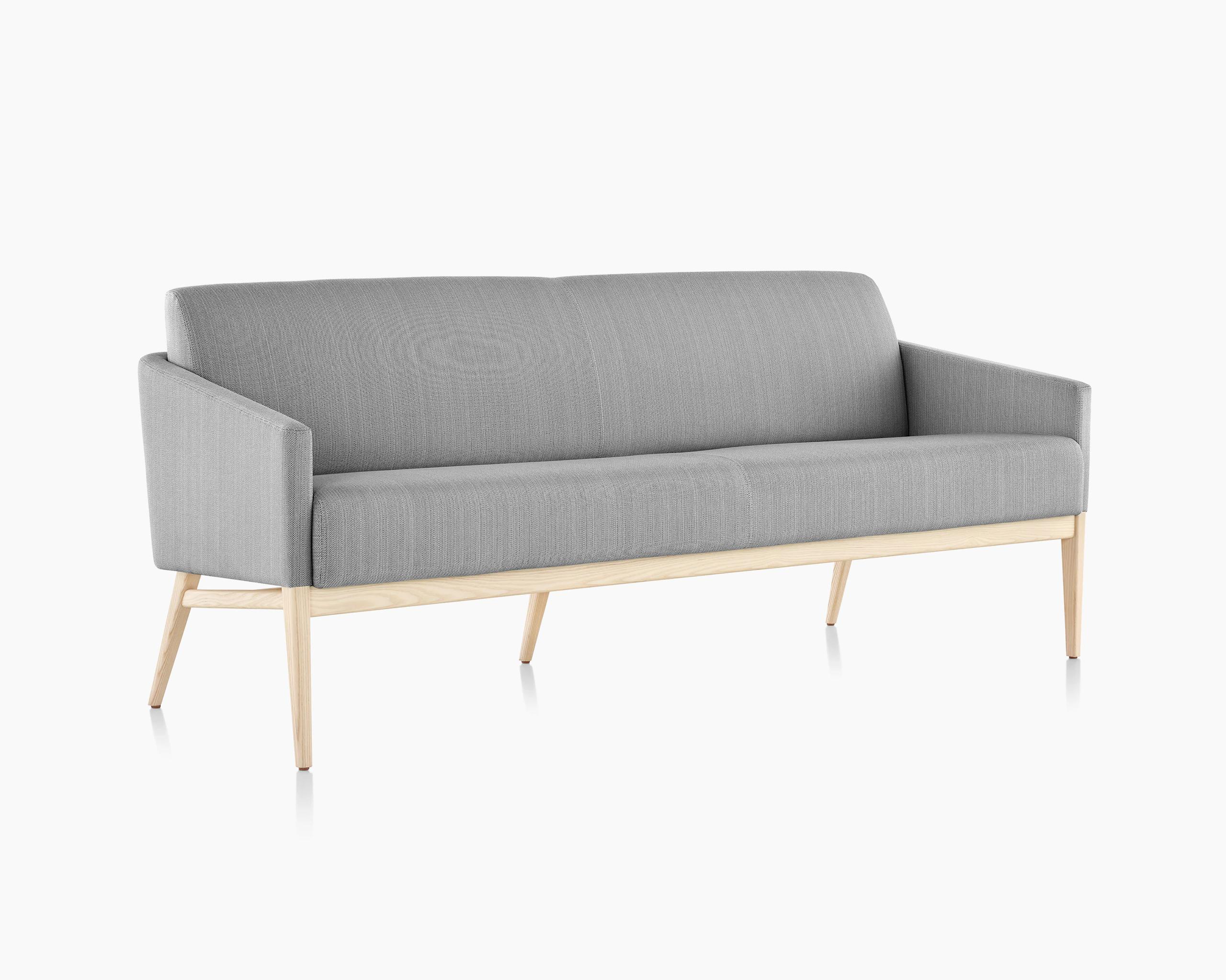 Front three-quarter view of Palisade Lounge Seating 3 seat sofa on white sweep.