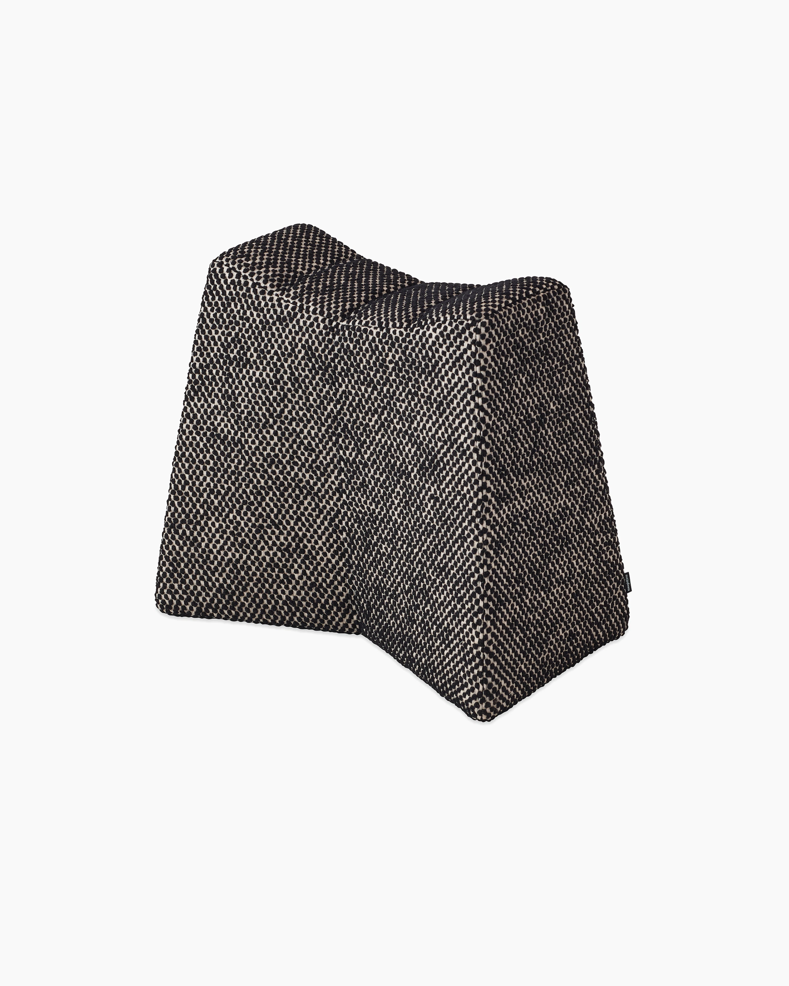 White background shot of Pinch stool in black fabric.