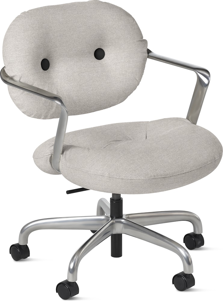 Morrison Hannah Task Chair - With Arms,  Crossroad,  Almond,  Half Polished Aluminum,  Hard Caster FSC Certified