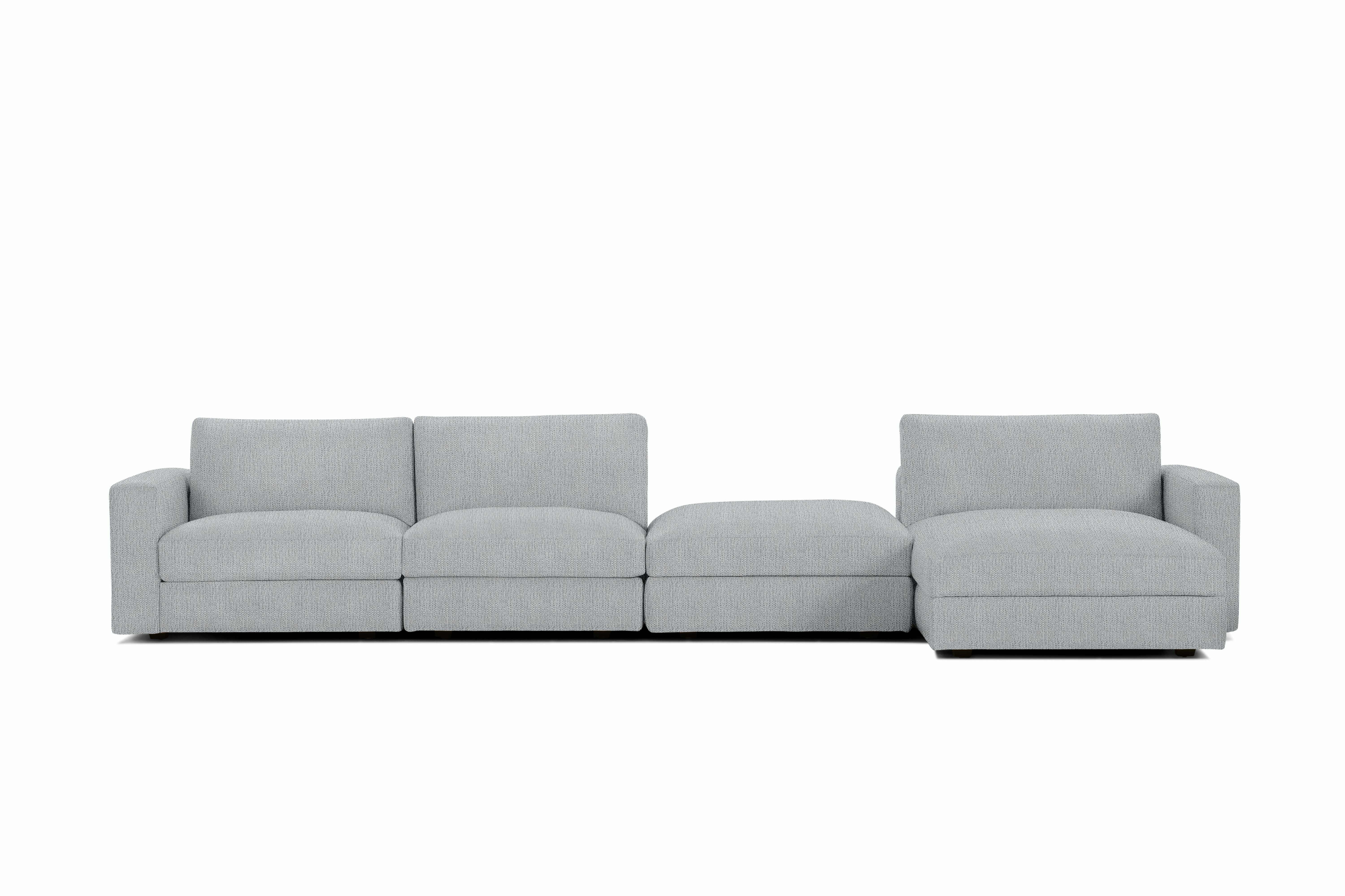 Reid Sectional - Sectional With Ottoman,  Right,  Pebble Weave,  Fog,  1" Block"