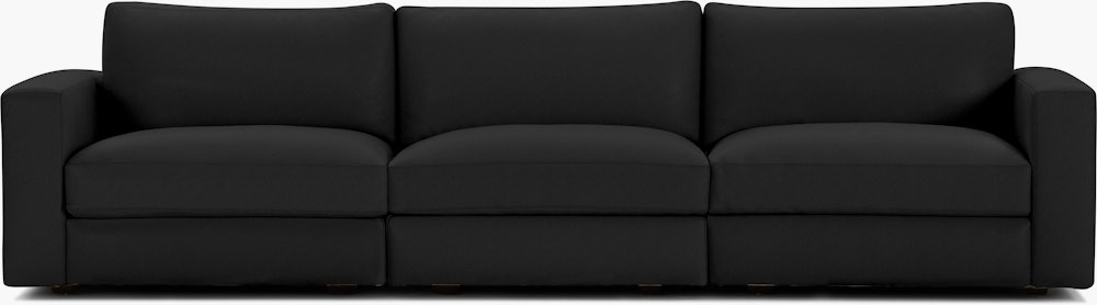 Reid Sofa - Three Seater,  Prone Leather,  Obsidian,  1" Block"