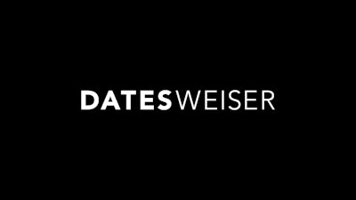 Datesweiser-logo op een zwarte achtergrond.
