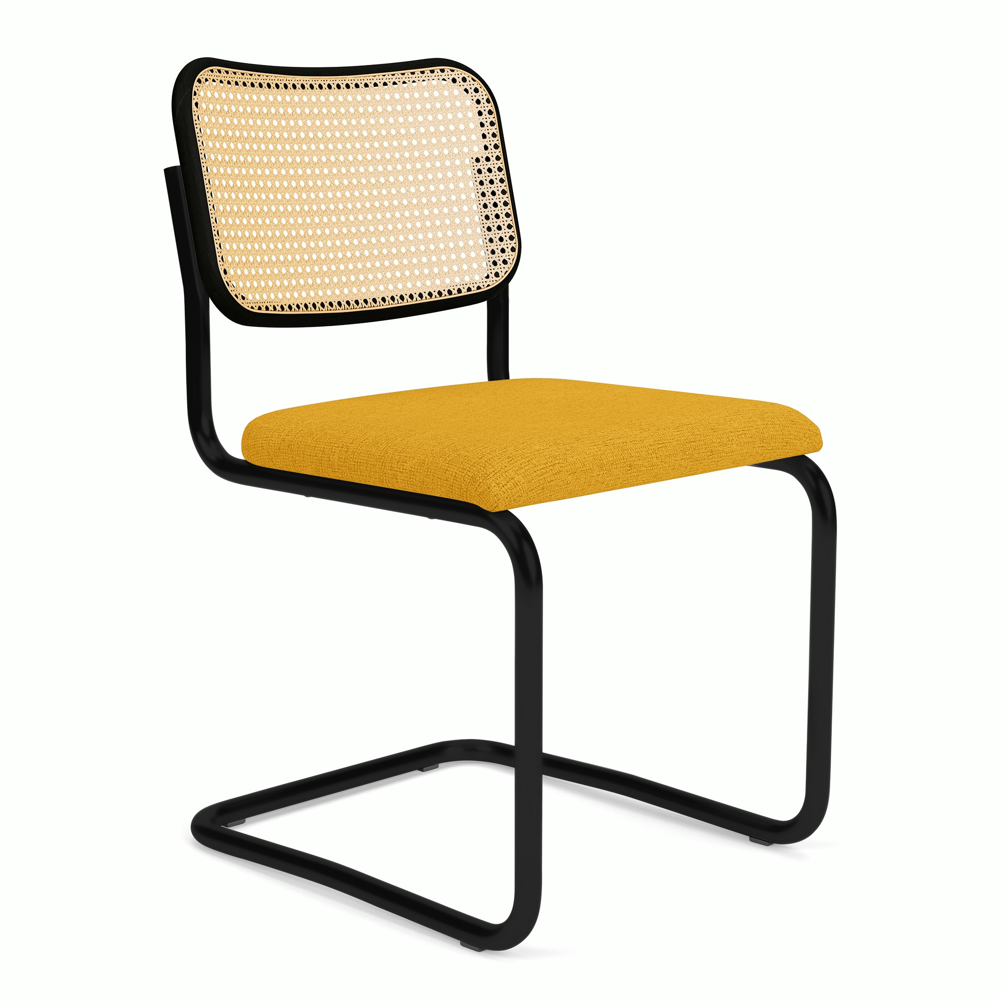 Cesca Upholstered Chair - Ebonized Beech ,  Side Chair ,  Seat Pad,  diva,  daffodil,  black frame