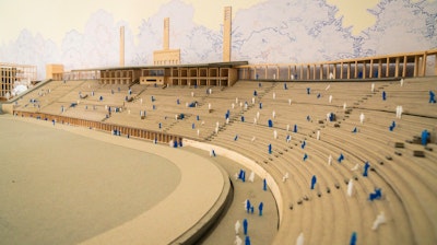 A 3D rendering of the stands at Pacaembu Sports Complex Project by RADDAR