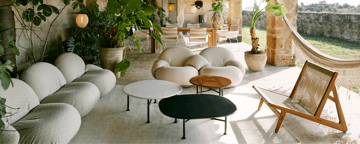 Carmel Coffee Tables in an outdoor patio setting