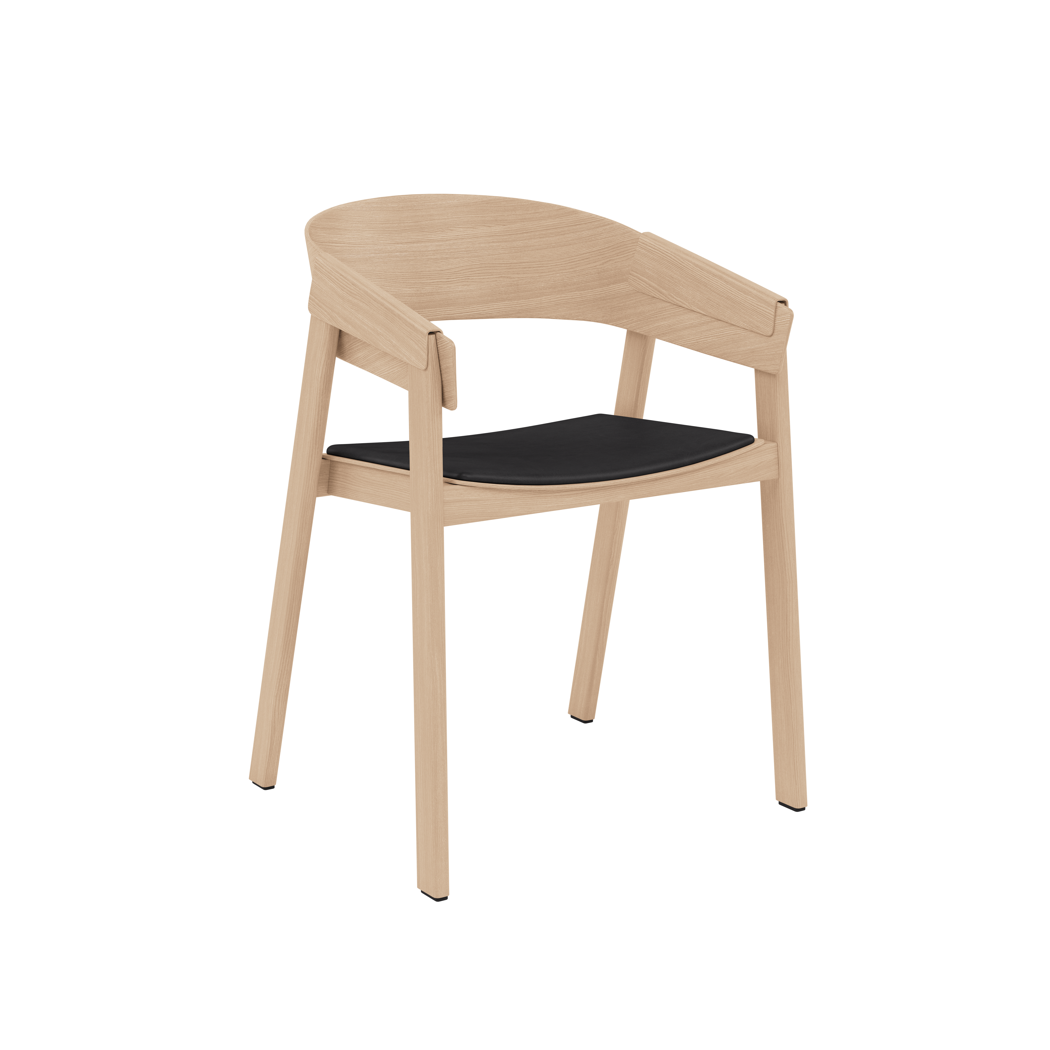 Cover Chair - Armchair, Refine Leather Black, Oak Base