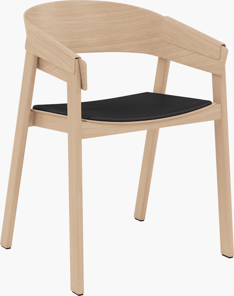 Cover Chair - Armchair, Refine Leather Black, Oak Base