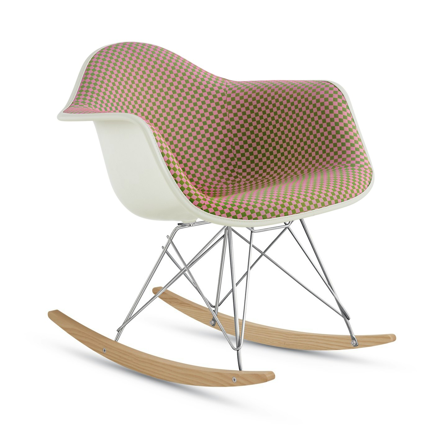 Eames Upholstered Molded Plastic Armchair,  Rocker Base