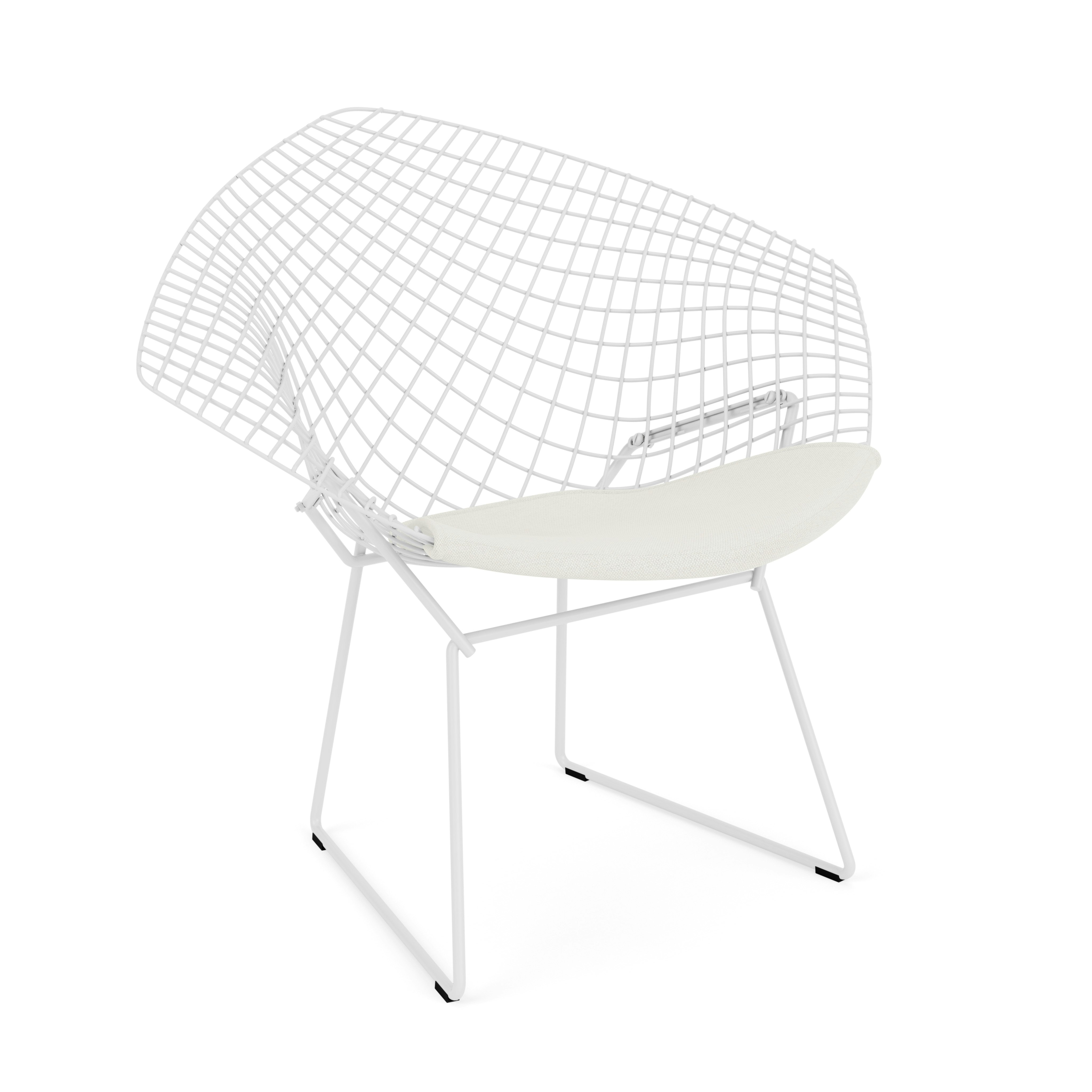 Bertoia Diamond Chair, White, Seat Pad, Hourglass, Air