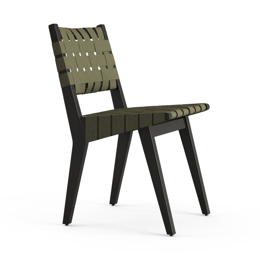 Risom Side Chair - Fern Sunbrella, Ebonized Maple