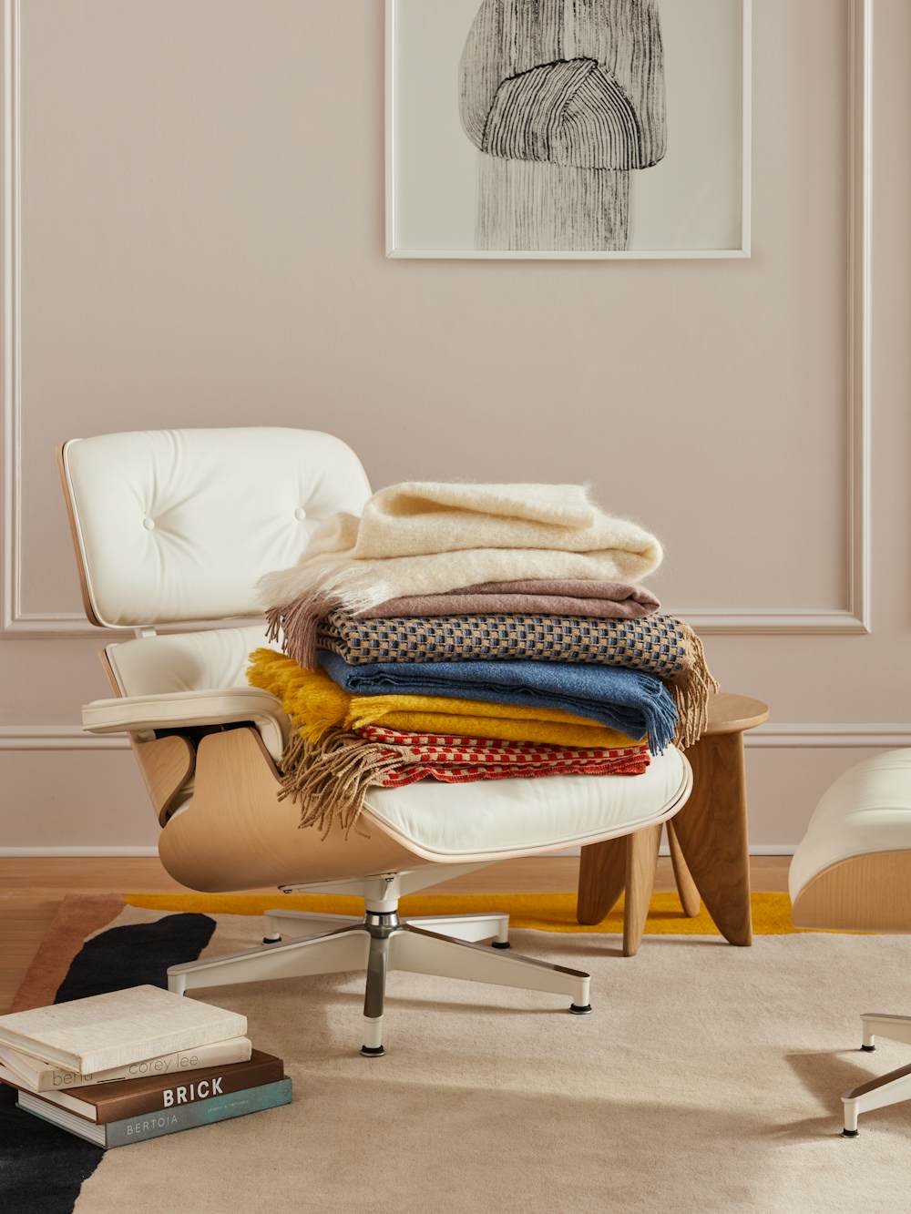 Eames Lounge Chair,  Avoca Throw,  Oona Alpaca Throw,  Drawing 9 Bouroullec