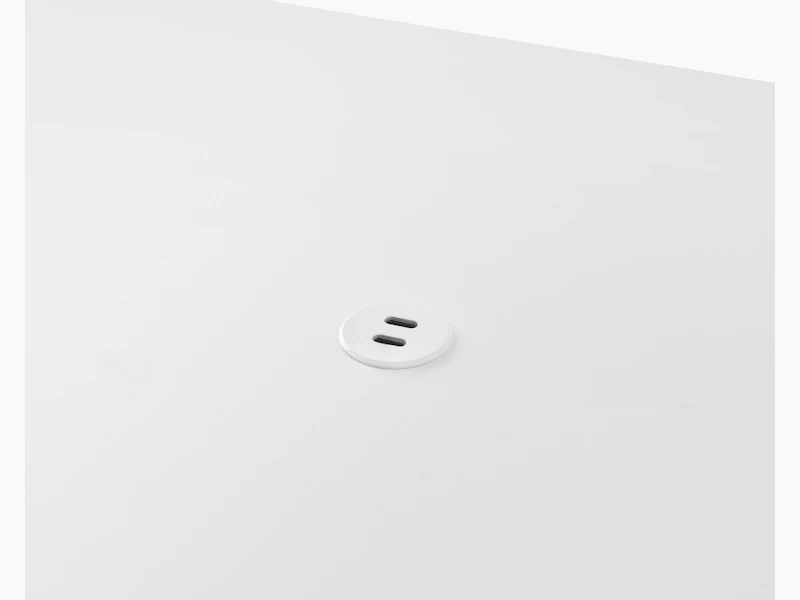 Surface-integrated dual port USB-C power solution shown in white.