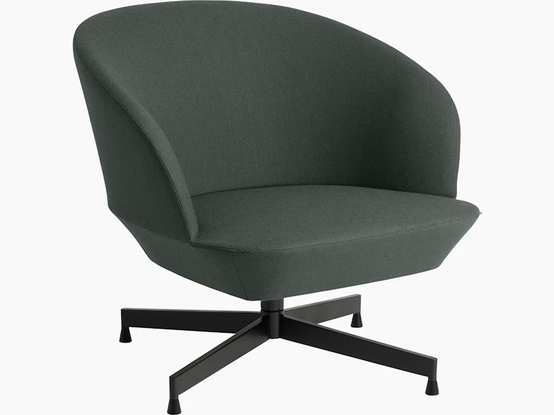 Oslo lounge chair swivel black twill weave