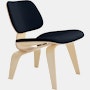 Eames Molded Plywood Lounge Chair Wood Base (LCW) - Upholstered,  White Ash,  Prone Leather,  Sail