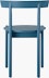 A blue Comma Chair, viewed from the back.