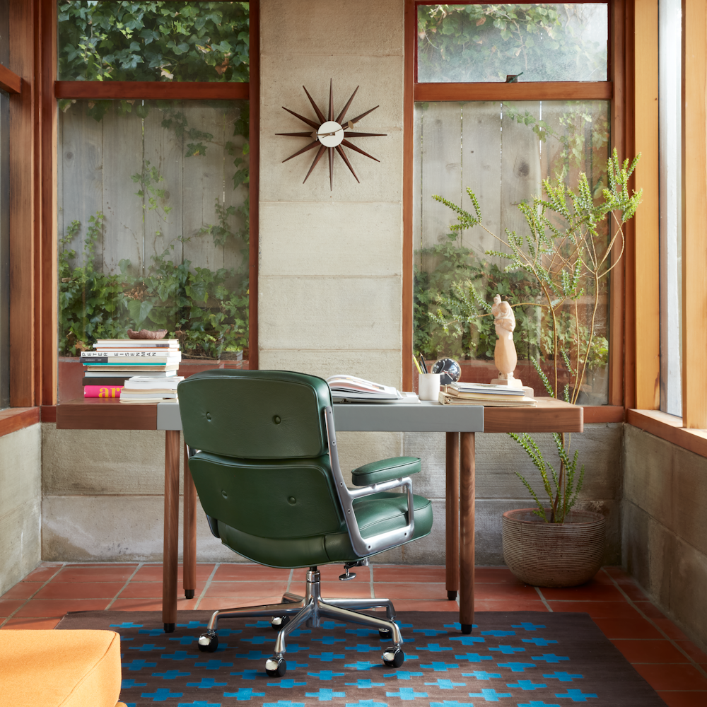 Eames Executive Chair at Leatherwrap Desk with Girard Plus rug