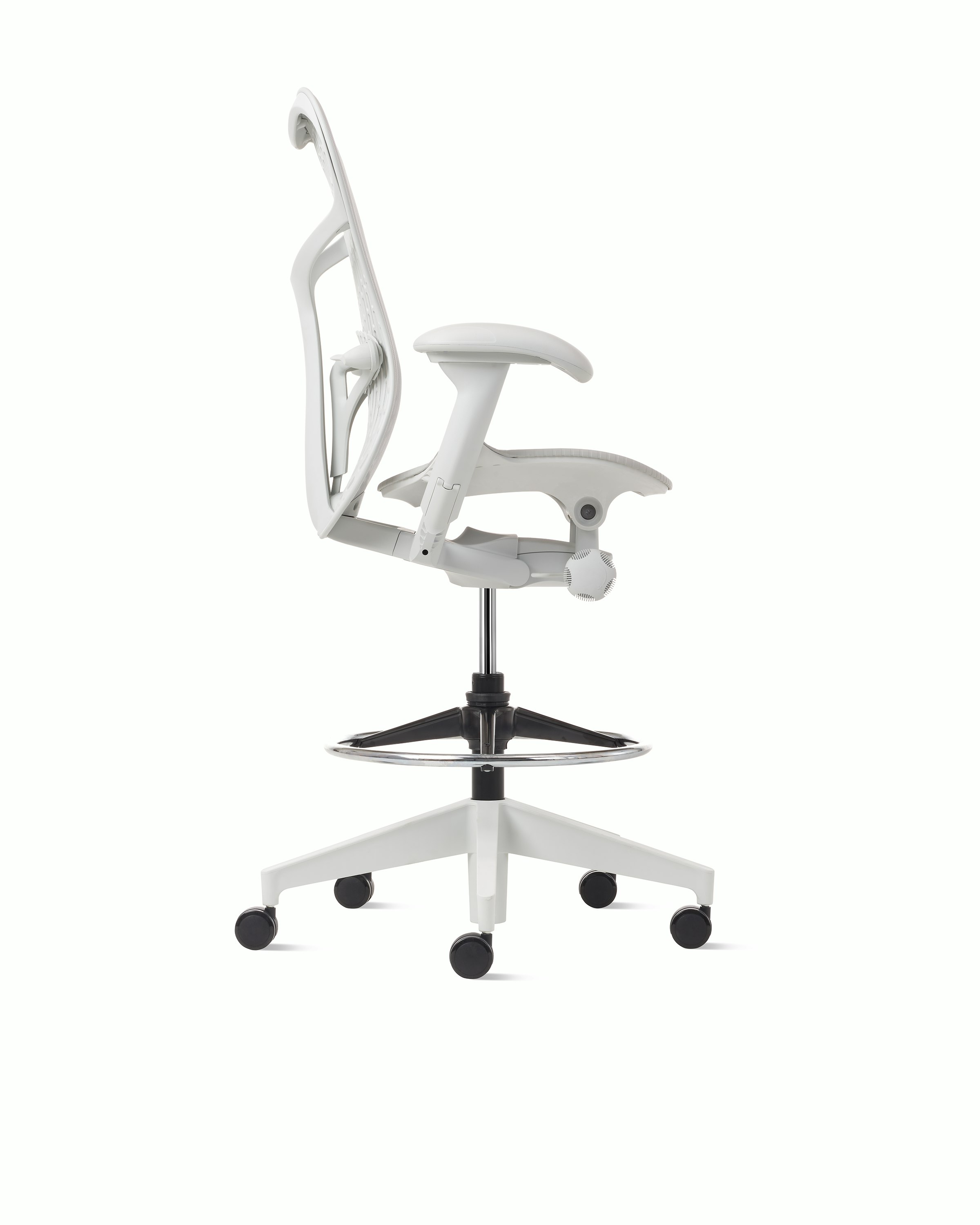 Side view of a Mirra 2 stool with a Butterfly back in alpine. 