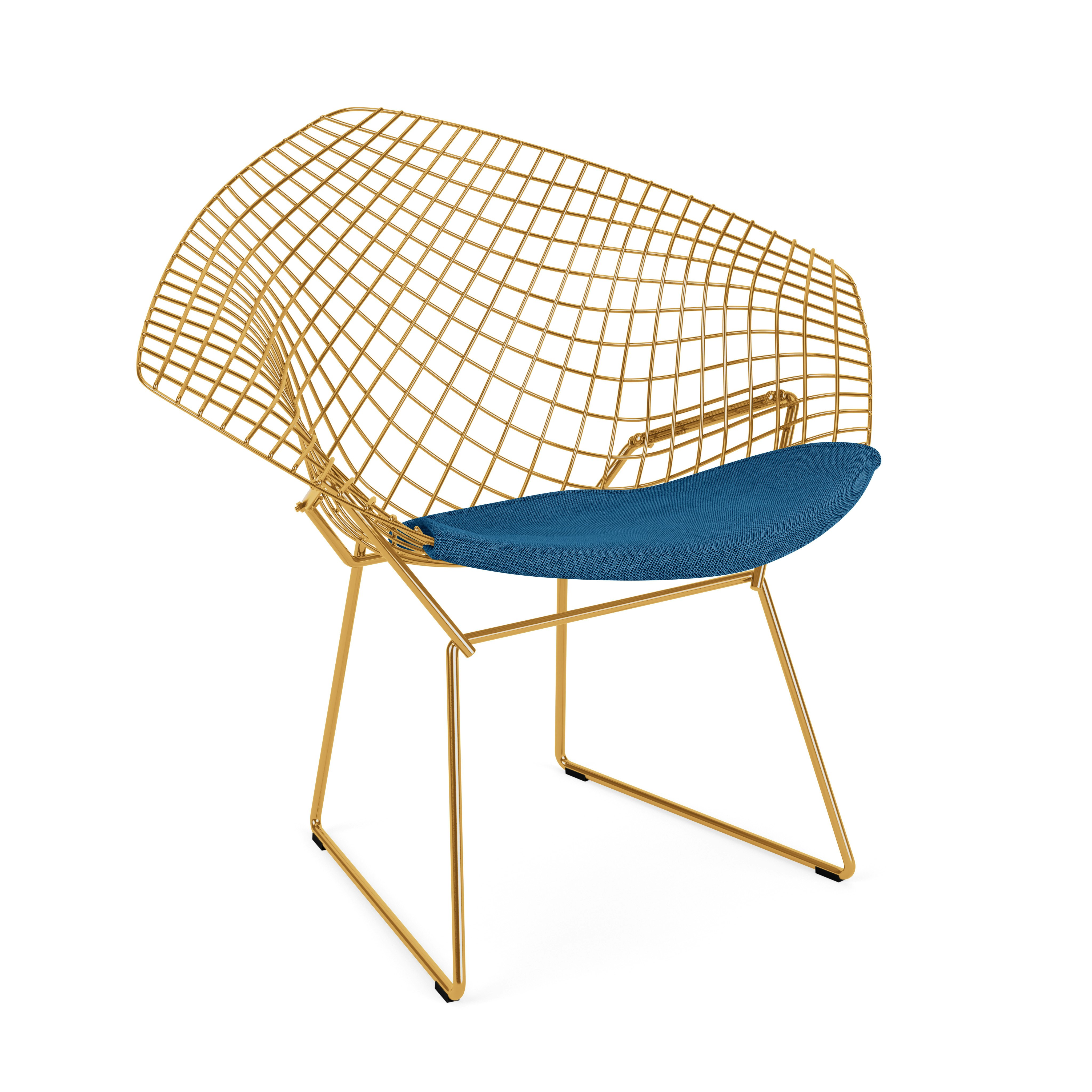 Bertoia Diamond Chair, Gold, Seat Pad, Crossroad, Ocean