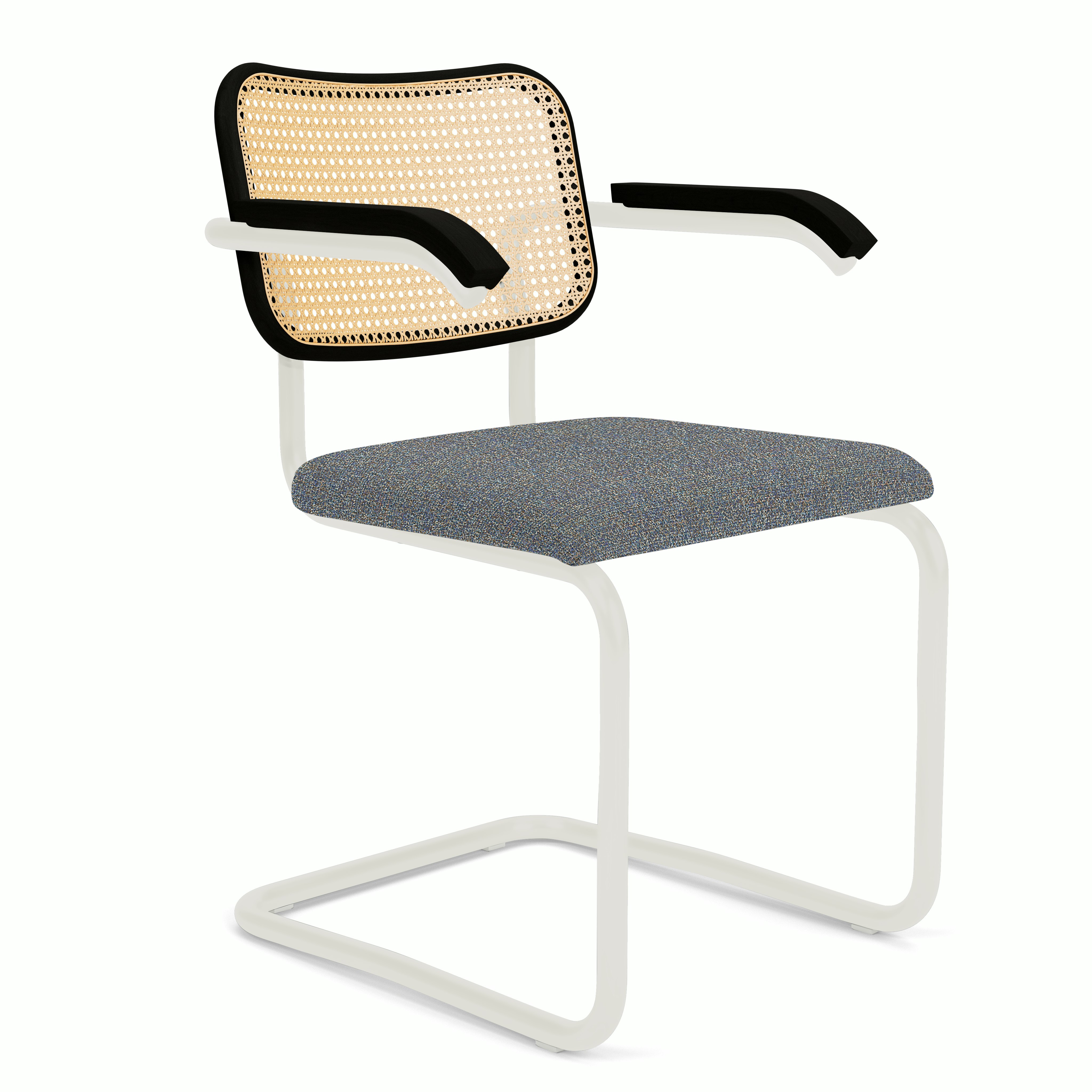 Cesca Upholstered Chair - Ebonized Beech ,  Armchair,  Seat Pad,  tempest,  aurora,  white frame