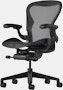 Black Matte Aeron Chair on a white background with a 5-star base, angled view from the front.