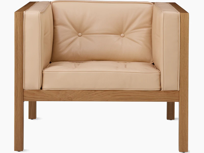 Nelson Cube Armchair in leather and oak