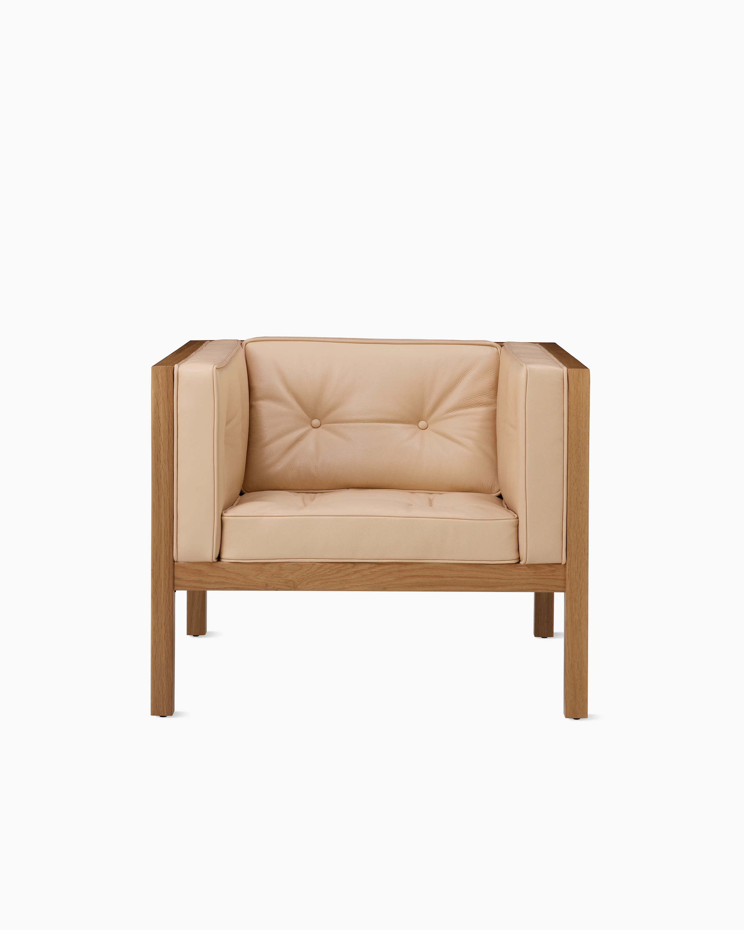 Nelson Cube Armchair in leather and oak