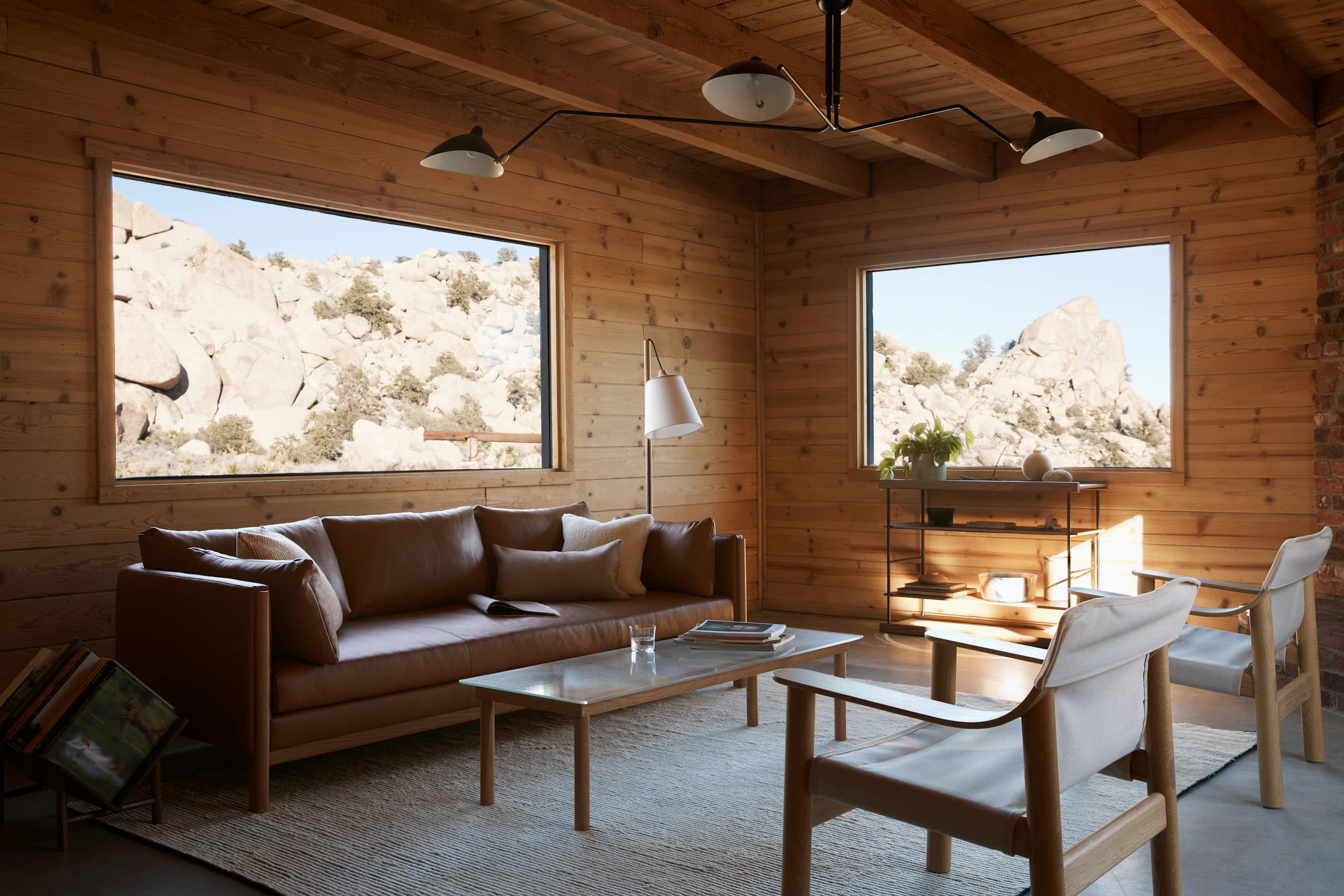 Emmy Sofa and Serge Mouille Ceiling Lamp