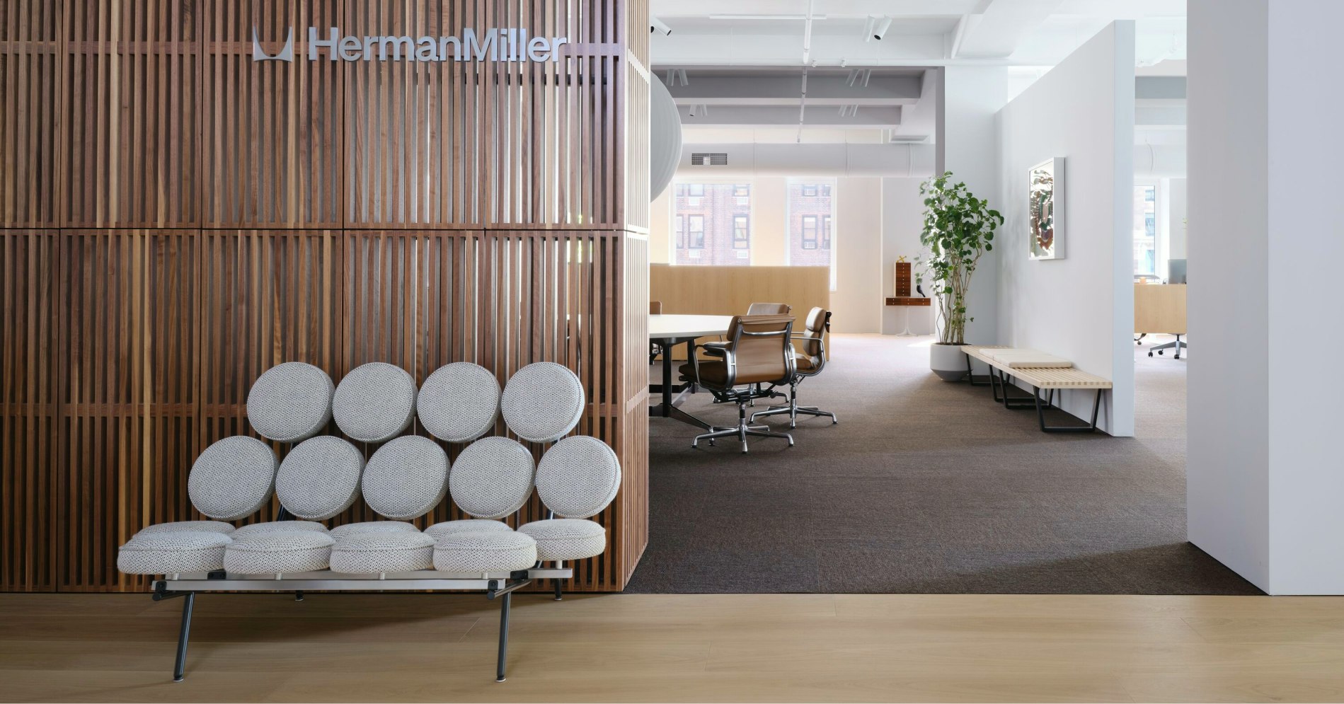 The interior of the Herman Miller showroom at 251 Park Avenue South in New York City