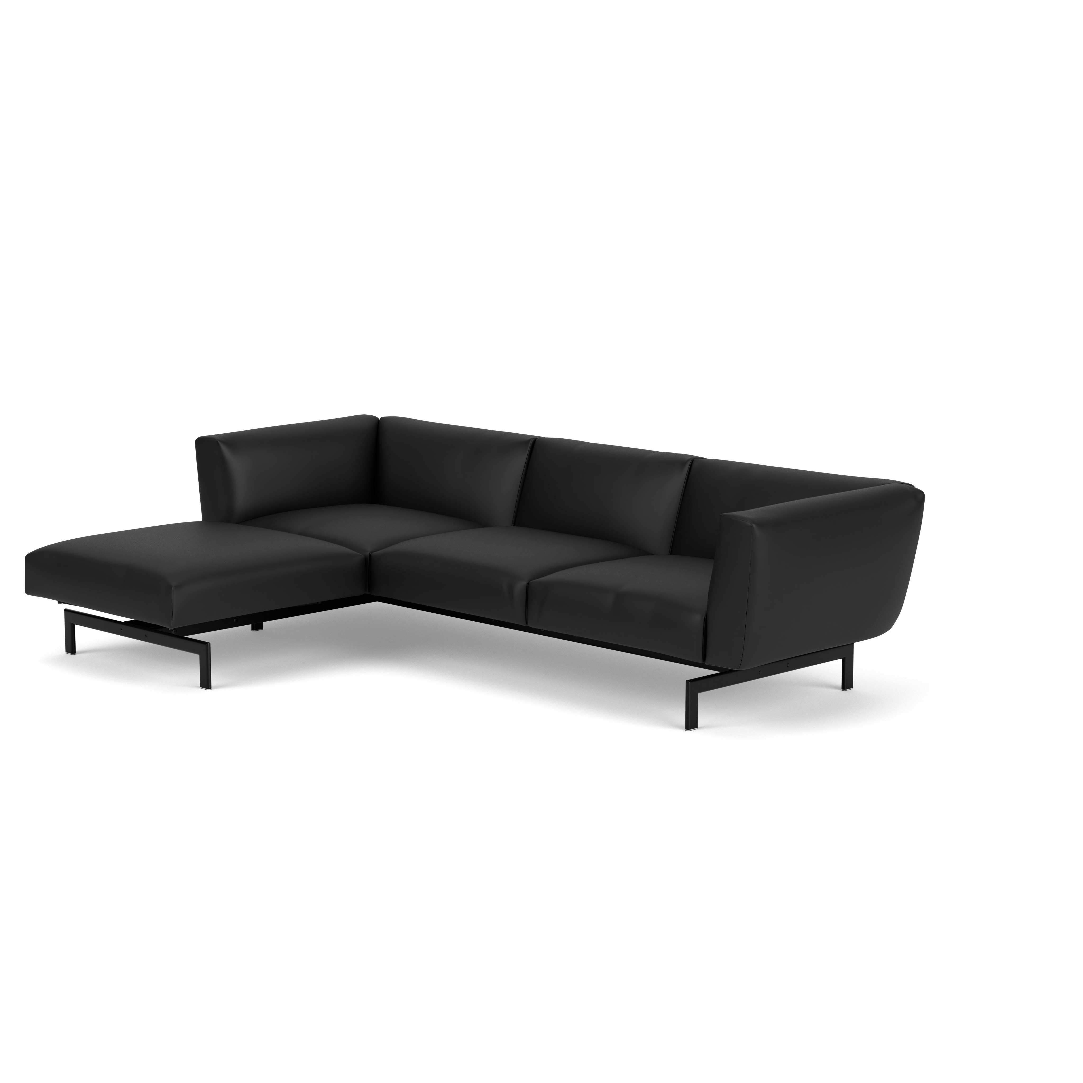 Avio Sectional - Three Seater, Right, Volo Leather, Black, Black