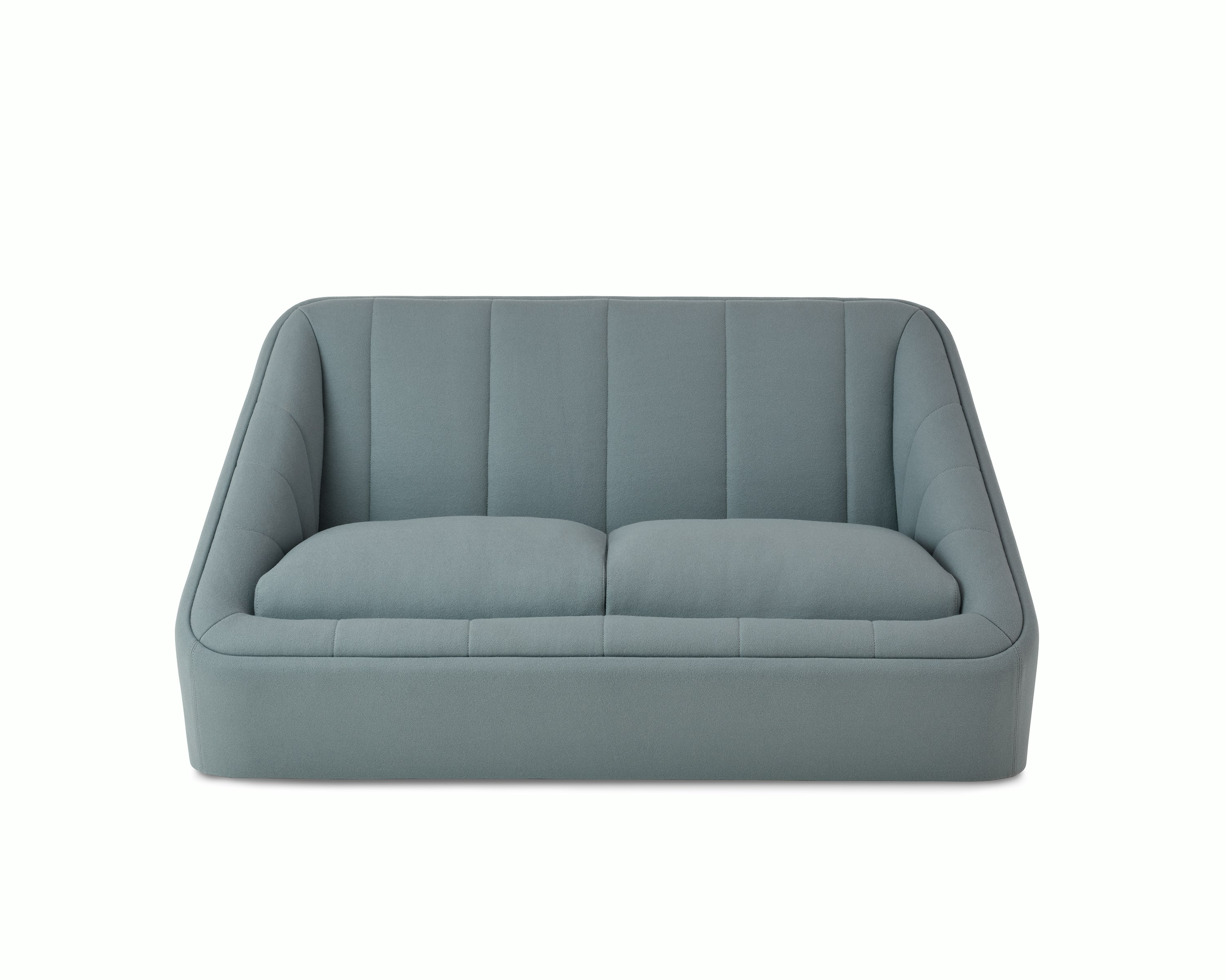 White sweep of Fiji 2 seat sofa with mid grey fabric