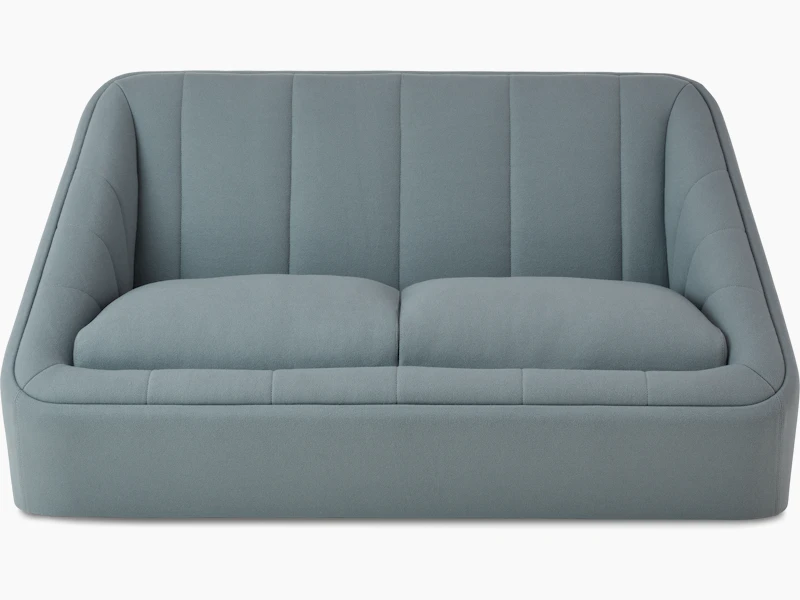 White sweep of Fiji 2 seat sofa with mid grey fabric