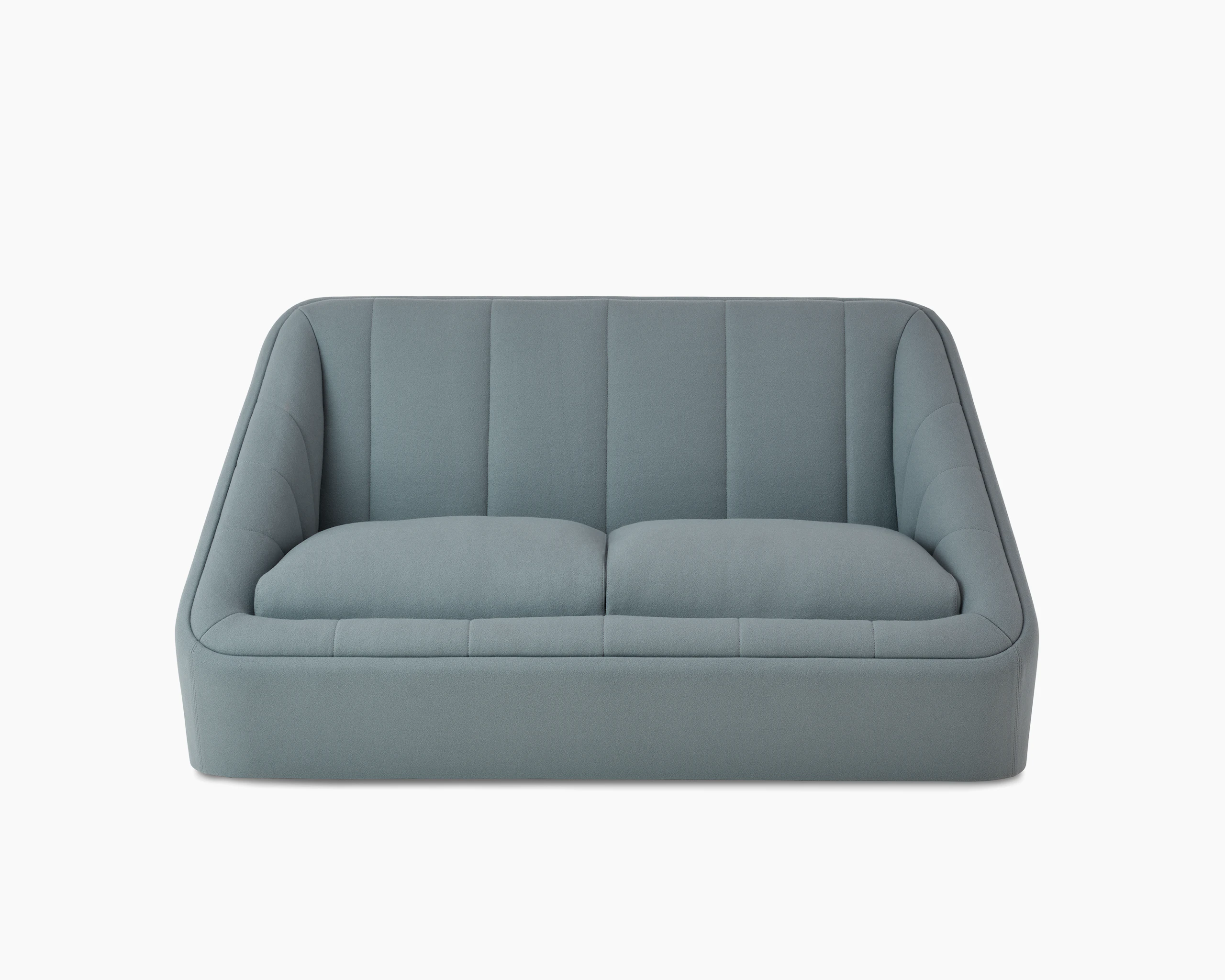 White sweep of Fiji 2 seat sofa with mid grey fabric