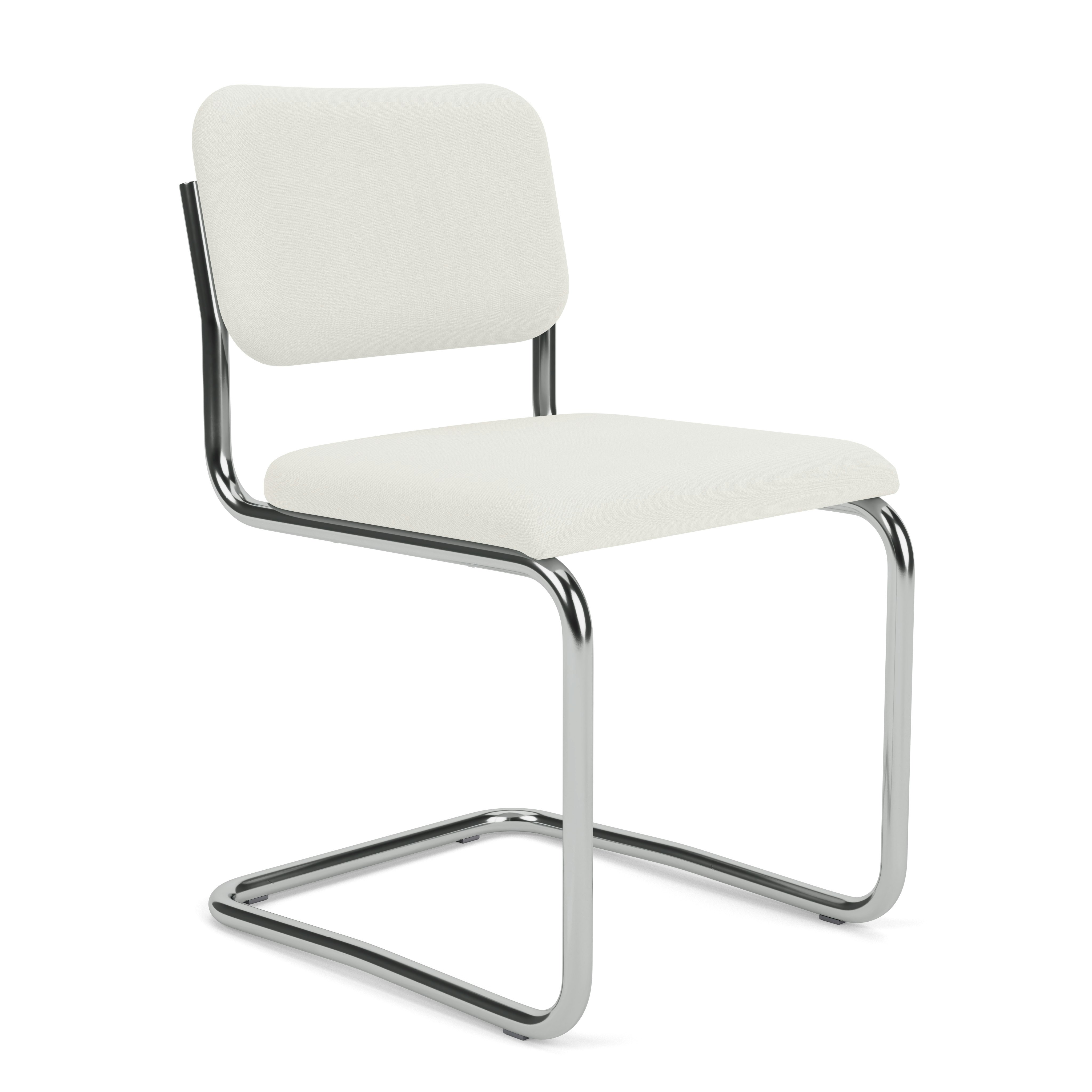 Cesca Armchair, Fully Upholstered, Upholstered Seat, Volo Leather, White