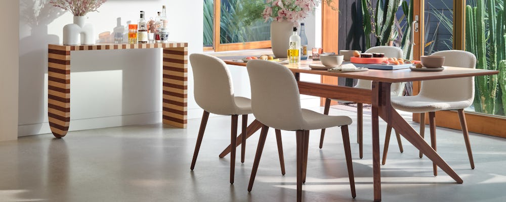 Cross Fixed Dining Table and Bacco Chairs 