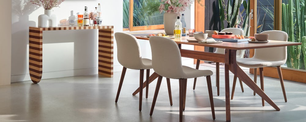 Cross Fixed Dining Table and Bacco Chairs